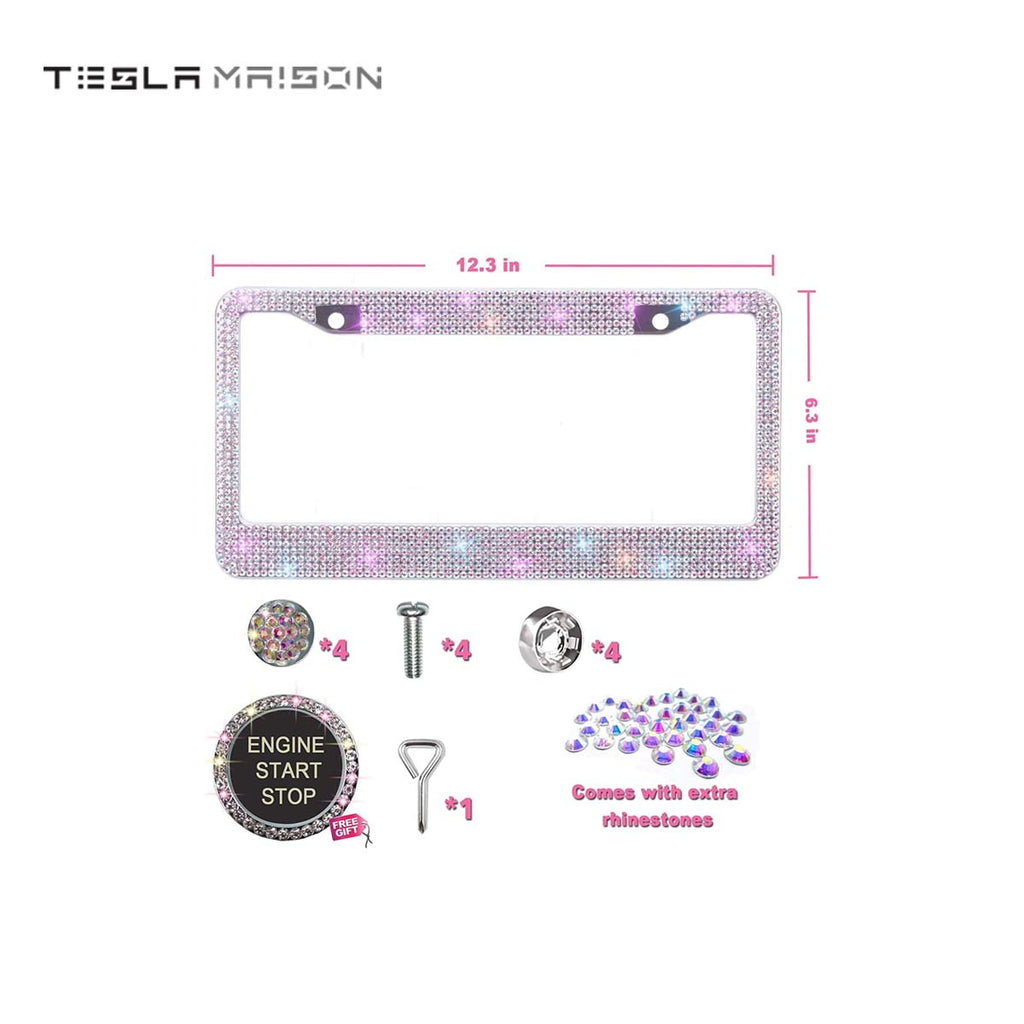 Black Sparkle License Plate Frame - Add Some Glam to Your Ride -Black---Tesla Maison