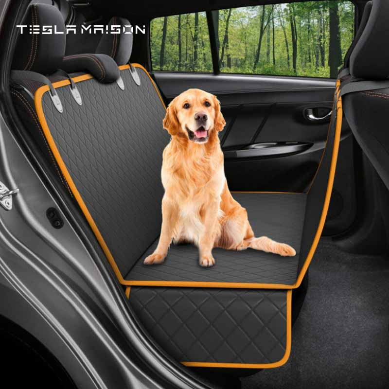 Car Rear Back Waterproof Hammock Style Seat Safety Pad -Black Orange---Tesla Maison