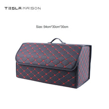 Load image into Gallery viewer, Multipurpose Collapsible Car Trunk Storage Organizer - Black With Red Stitching -Large---Tesla Maison