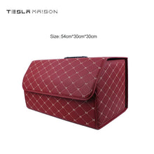 Load image into Gallery viewer, Multipurpose Collapsible Car Trunk Storage Organizer - Red With Beige Stitching -Large---Tesla Maison