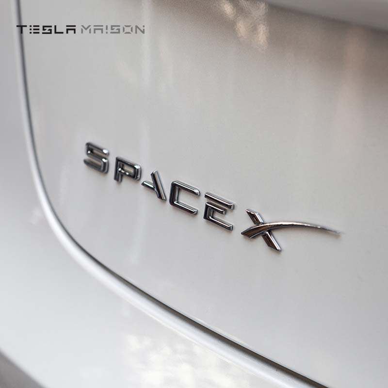 Space X Zinc Alloy Sticker for Tesla Motors - Lightweight and Durable -Black---Tesla Maison