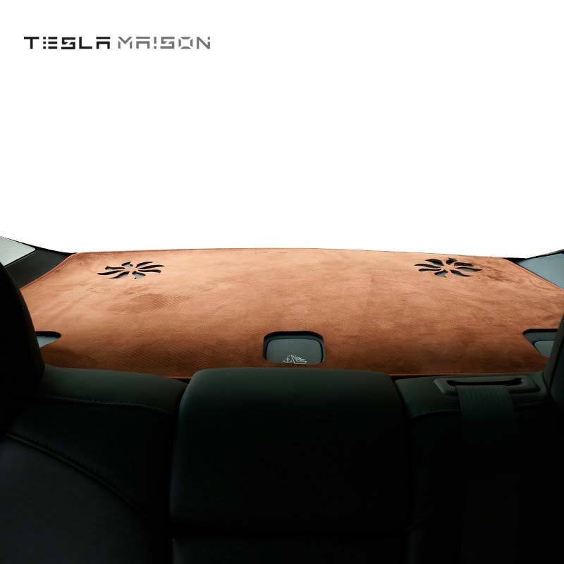 Tesla Model 3 2017-2022 Flannel Rear Dashboard Cover -Brown-Tesla Model 3 (2021-2022)--Tesla Maison