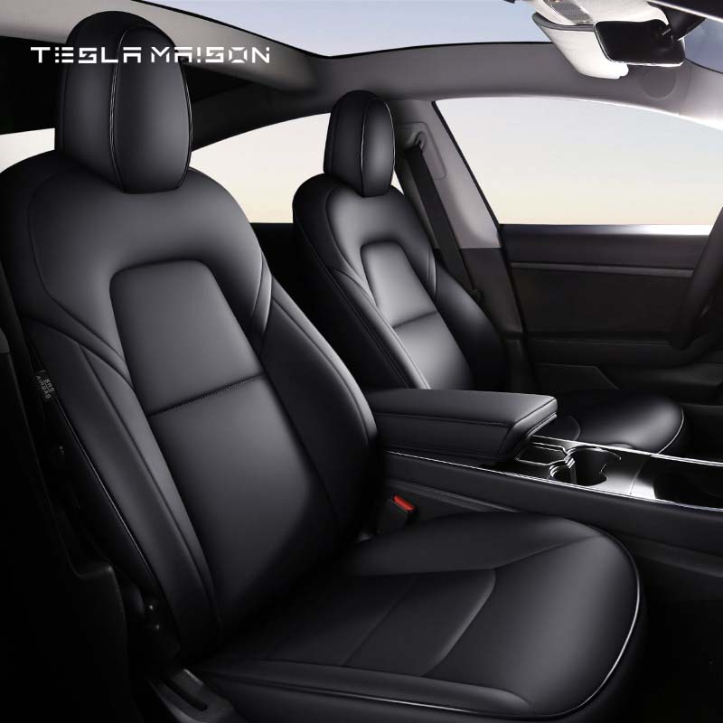Tesla Model 3 (2017-2022) Nappa Leather Seat Covers -Black-Full Surround-Tesla Model 3 (2017-2022)-Tesla Maison