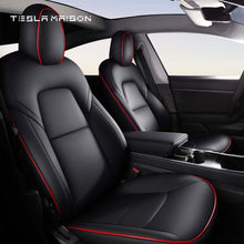 Load image into Gallery viewer, Tesla Model 3 (2017-2022) Nappa Leather Seat Covers -Black red-Full Surround-Tesla Model 3 (2017-2022)-Tesla Maison