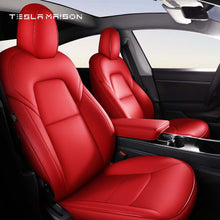 Load image into Gallery viewer, Tesla Model 3 (2017-2022) Nappa Leather Seat Covers -Red-Full Surround-Tesla Model 3 (2017-2022)-Tesla Maison