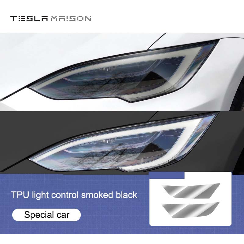 Tesla Model 3 2017-2022 TPU Headlight Tint Film Sheet Sticker -Light Control Black-Tesla Model 3 2017-2022--Tesla Maison