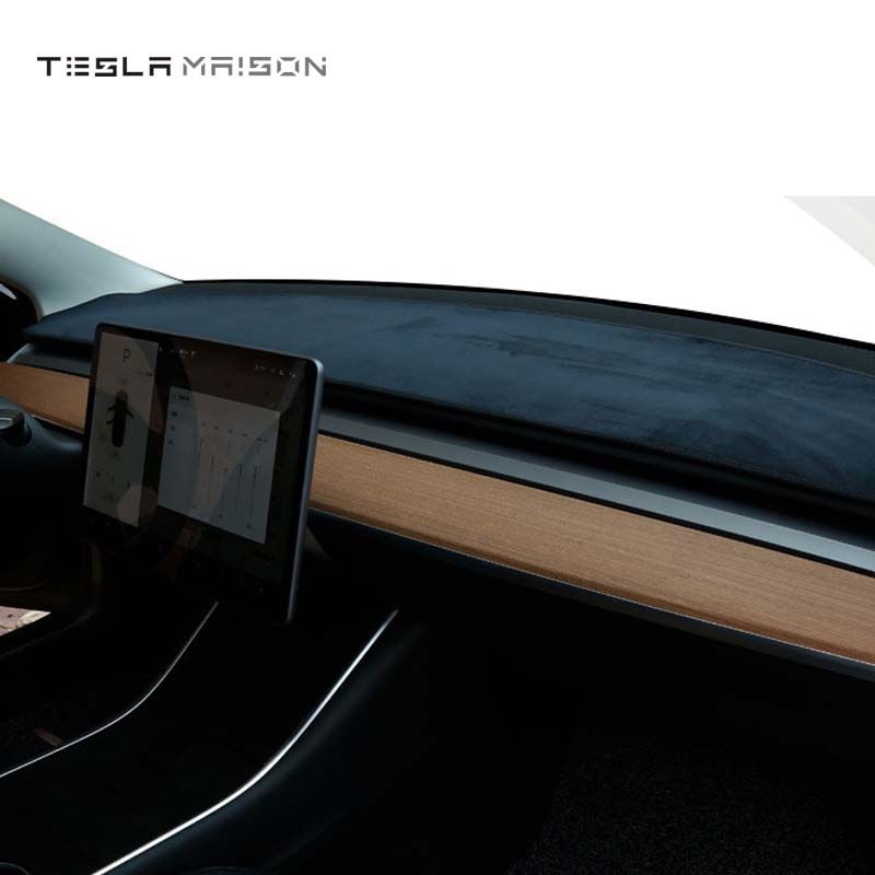 Tesla Model 3 2021-2022 Flannel Front Dashboard Cover -Black-Tesla Model 3 (2021-2022)--Tesla Maison