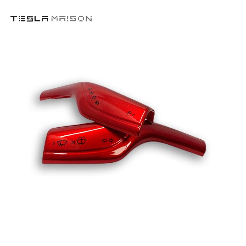 Tesla Model 3 and Model Y Gear Shift Lever Wiper Column Cover -Gloss Red---Tesla Maison