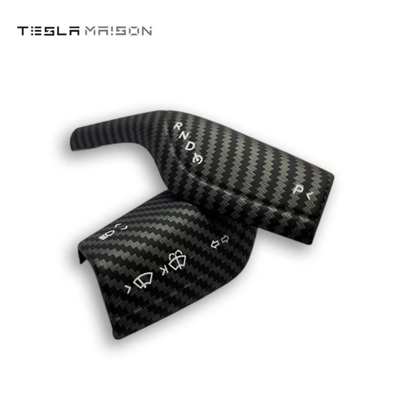 Tesla Model 3 and Model Y Gear Shift Lever Wiper Column Cover -Matte Carbon Black---Tesla Maison