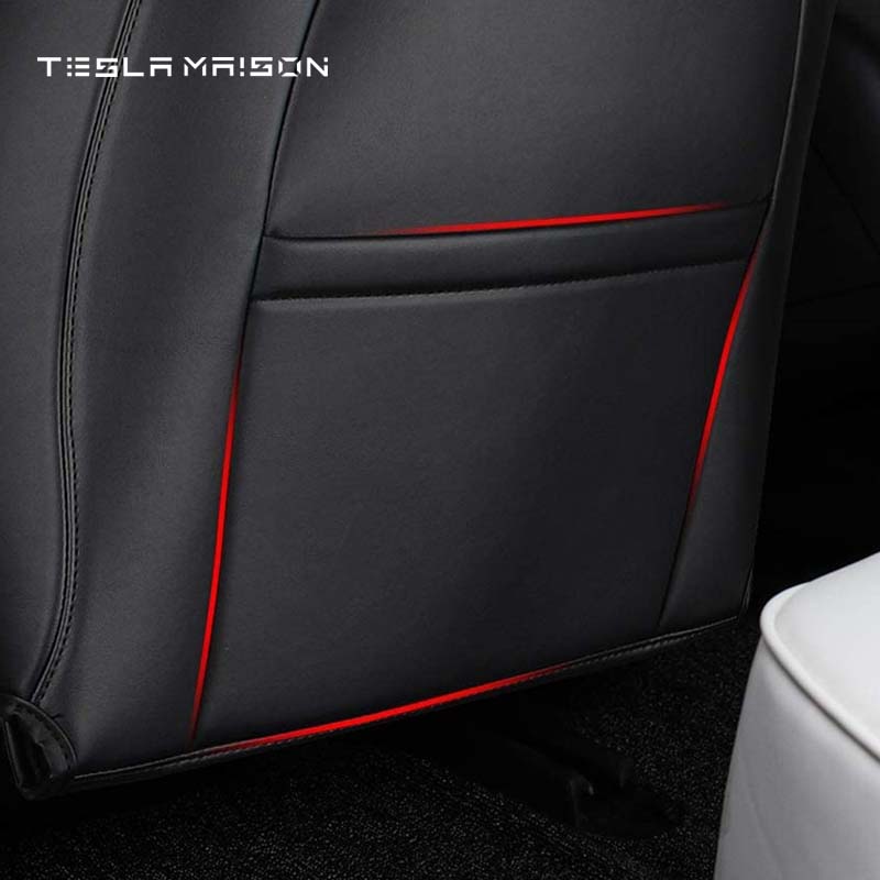 Tesla Model 3 and Model Y Leather Back Seat Kick Protectors Covers -White-2pcs / 1 Set--Tesla Maison