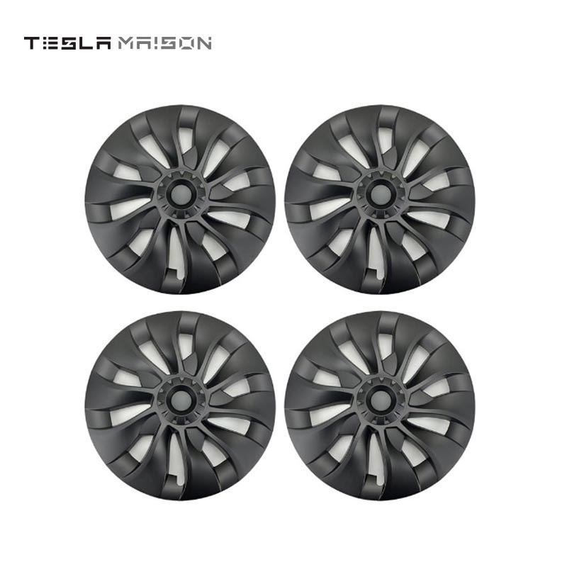 Tesla Model 3 Full Cover Wheel Hub Caps - 18" inch (4 Pcs) - Style 4 Matte Black ----Tesla Maison