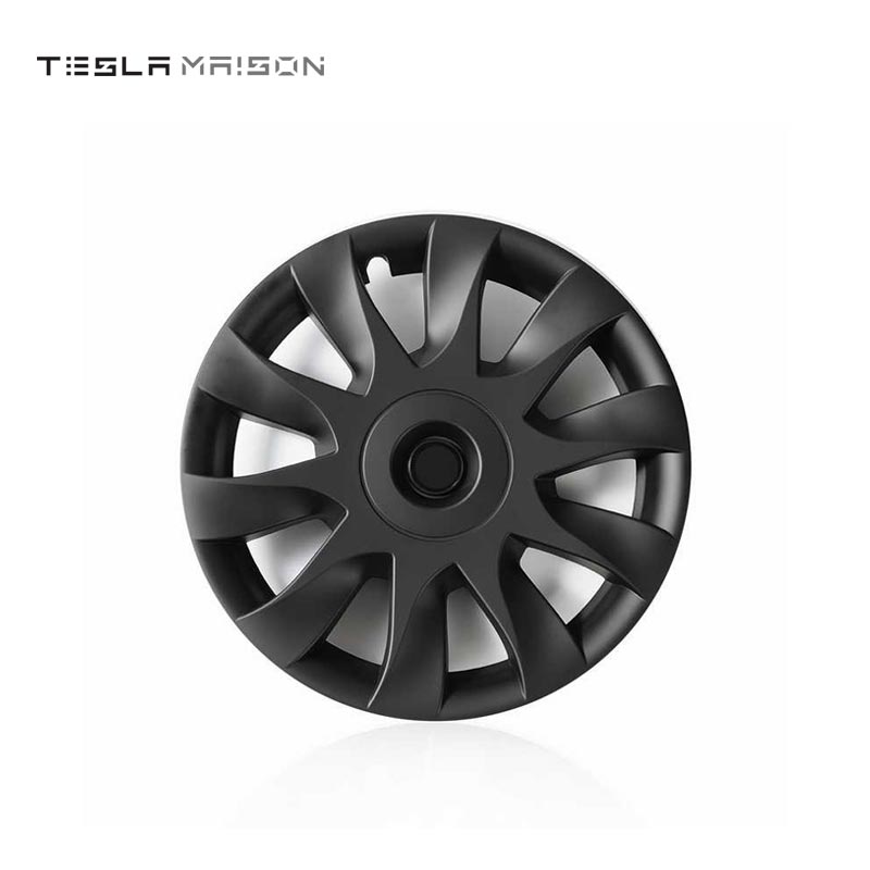 Tesla Model 3 Full Cover Wheel Hub Caps - 18" inch (4 Pcs) - Style 6 Matte Black ----Tesla Maison