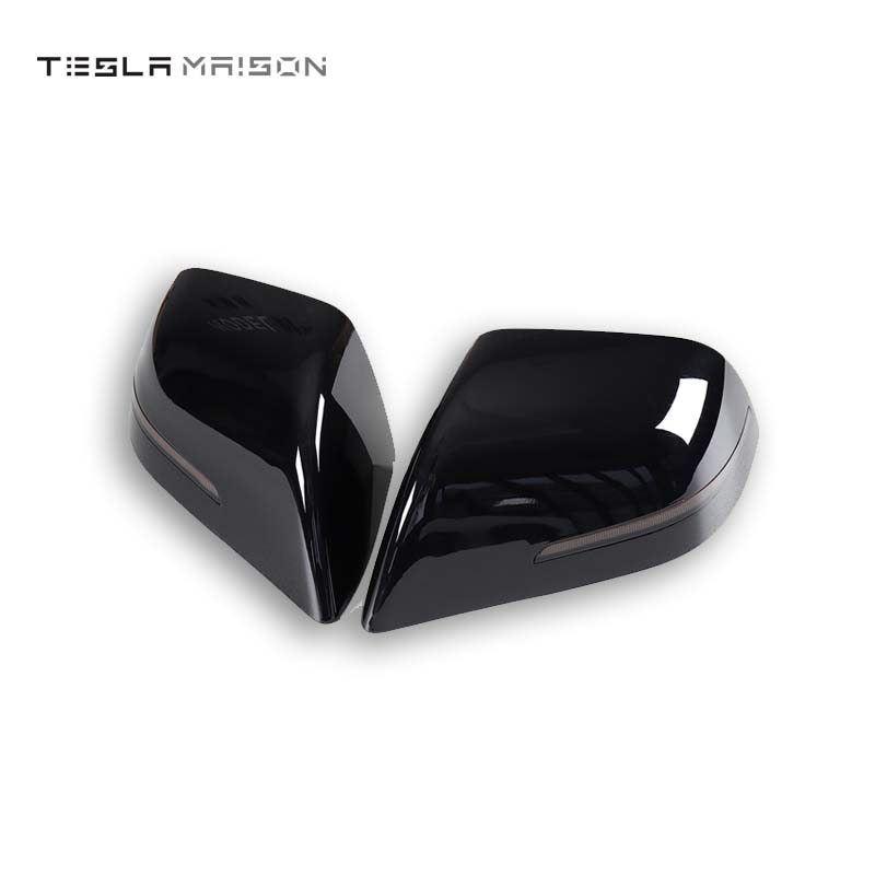 Tesla Model 3 Mirror Cover With LED Turn Signal Rear View Mirror Cover -Gloss Black---Tesla Maison