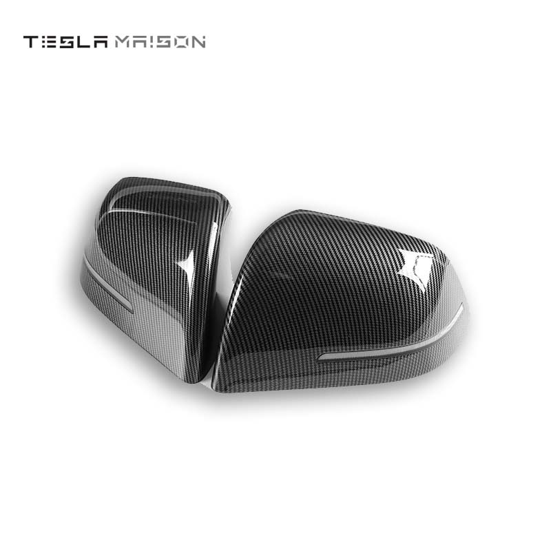 Tesla Model 3 Mirror Cover With LED Turn Signal Rear View Mirror Cover -Gloss Carbon Fiber---Tesla Maison