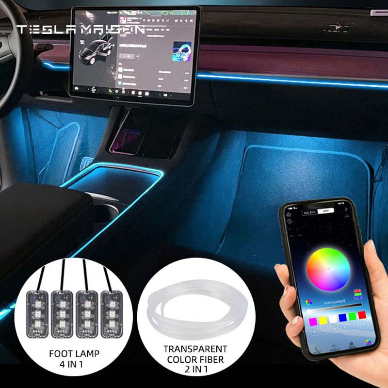 Tesla Model 3 & Model Y Interior Ambient LED Strip Lights with App Controller -Set A---Tesla Maison