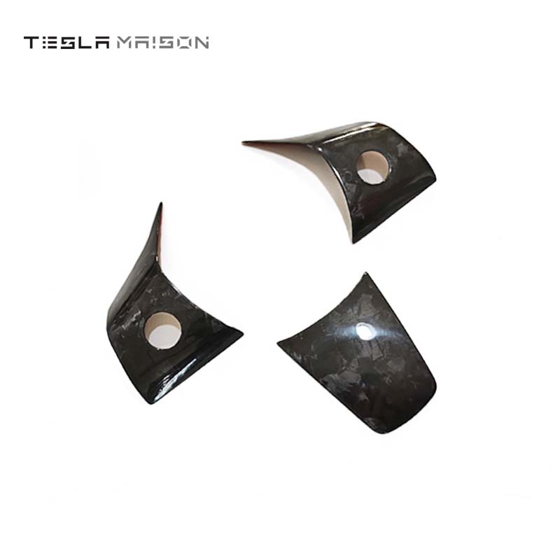 Tesla Model 3 & Model Y Steering Wheel Carbon Fiber Trim Frame -Forging Grain Style---Tesla Maison