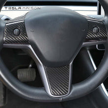 Load image into Gallery viewer, Tesla Model 3 &amp; Model Y Steering Wheel Carbon Fiber Trim Frame -Glossy Carbon---Tesla Maison
