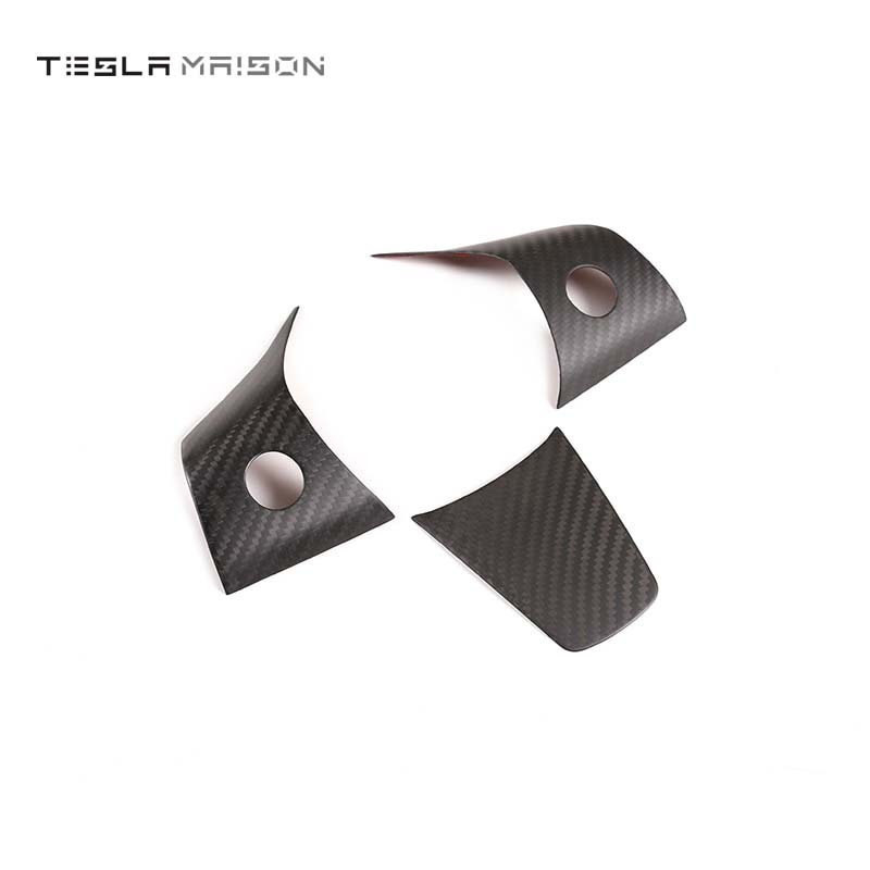 Tesla Model 3 & Model Y Steering Wheel Carbon Fiber Trim Frame -Matte Carbon---Tesla Maison