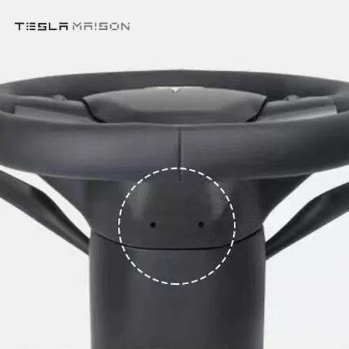 Tesla Model 3 Yoke Steering Wheel Black Leather Gloss Carbon Full Panel -No-Without-One Side-Tesla Maison