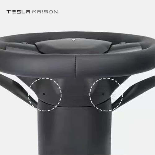 Tesla Model 3 Yoke Steering Wheel Black Leather Gloss Carbon Full Panel -No-Without-Two Side-Tesla Maison