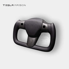 Load image into Gallery viewer, Tesla Model 3 Yoke Steering Wheel Black Leather Gloss Carbon Full Panel -Yes （ +$69.00 ）-With ( +$50.00 )-One Side-Tesla Maison