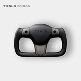 Tesla Model 3 Yoke Steering Wheel Black Leather Matte Carbon Full Panel