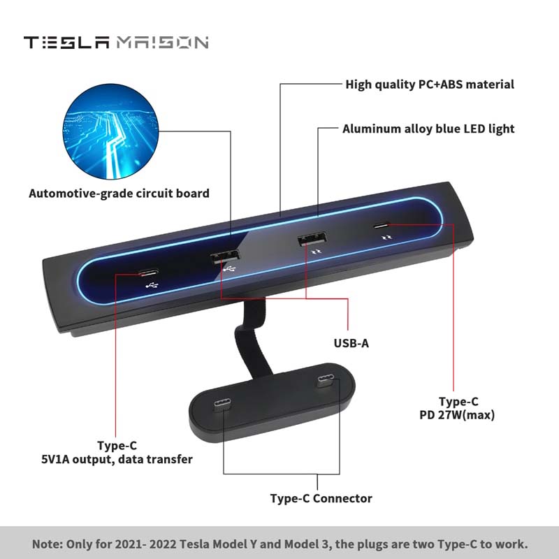 Tesla Model 3/Y 2021-2022 27W Quick Charger USB Docking Station ----Tesla Maison