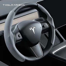 Load image into Gallery viewer, Tesla Model 3/Y/S/X Ultra-thin Non-slip Suede Steering Wheel Cover -Gray---Tesla Maison