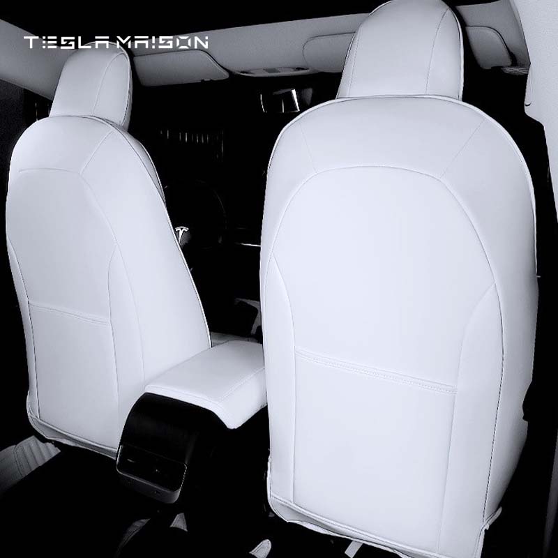 Tesla Model S Premium Nappa Leather Rear Seat Covers -White-Rear Seat Covers--Tesla Maison
