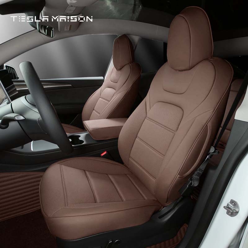 Tesla Model X Premium Nappa Leather Seat Cover -Coffee-7 Seats-Tesla Model S Full Surround Seat Covers-Tesla Maison