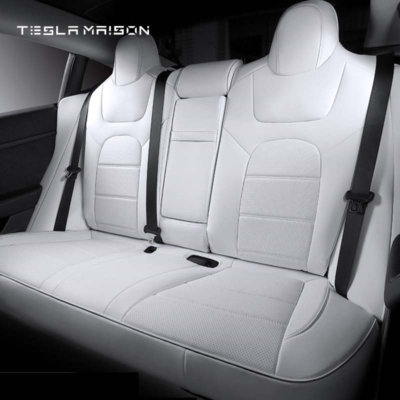 Tesla Model X Premium Nappa Leather Seat Cover -White-7 Seats-Tesla Model S Full Surround Seat Covers-Tesla Maison