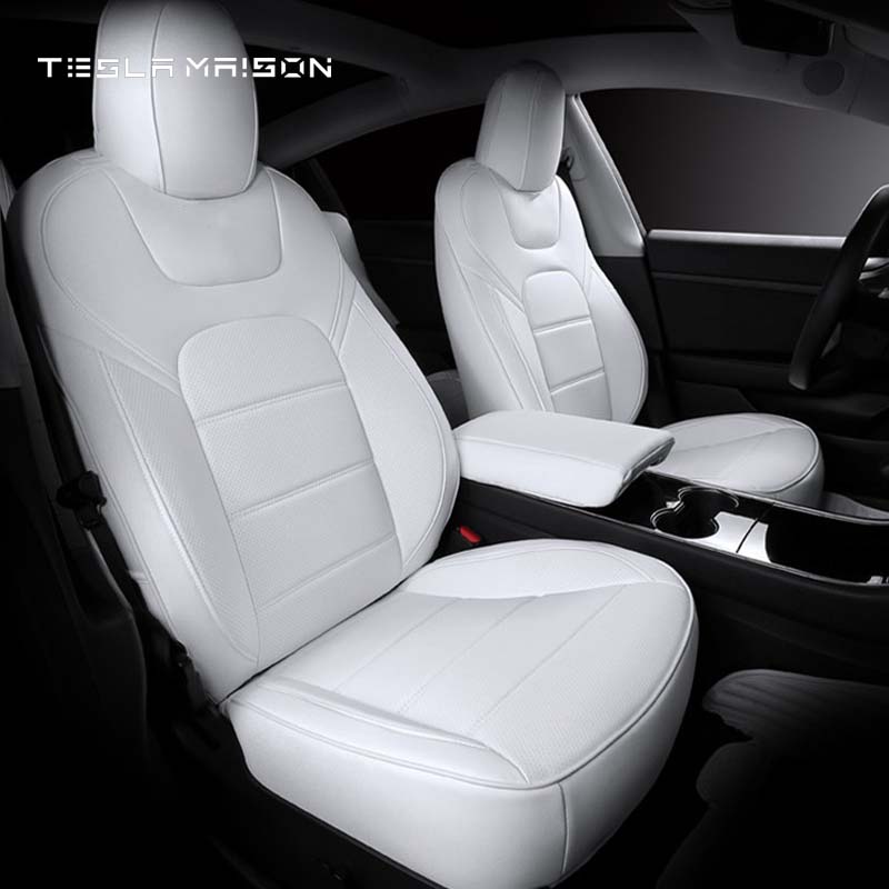 Tesla Model X Premium Nappa Leather Seat Cover -White-7 Seats-Tesla Model S Full Surround Seat Covers-Tesla Maison
