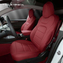 Load image into Gallery viewer, Tesla Model X Premium Nappa Leather Seat Cover -Wine Red-7 Seats-Tesla Model S Full Surround Seat Covers-Tesla Maison