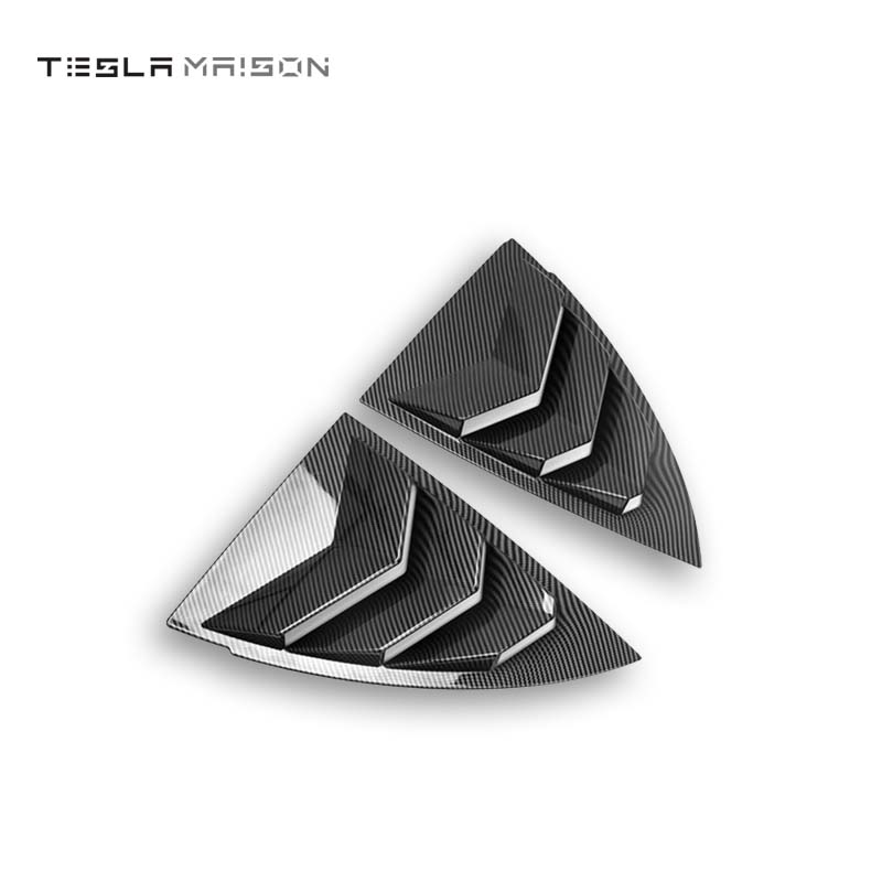 Tesla Model Y 2021-2022 Creative Rear Triangle Window Stickers ( 2 Pieces ) -2pcs Bright carbon---Tesla Maison