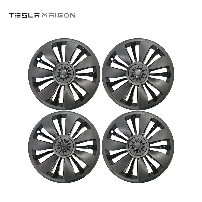 Tesla Model Y Full Cover Wheel Hub Caps - 19" inch (4 Pcs) - Style 4 Matte Black ----Tesla Maison