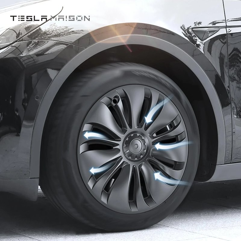 Tesla Model Y Full Coverage Wheel Hub Caps - 19" inch (4 Pcs) - Style 1 Gun Grey ----Tesla Maison