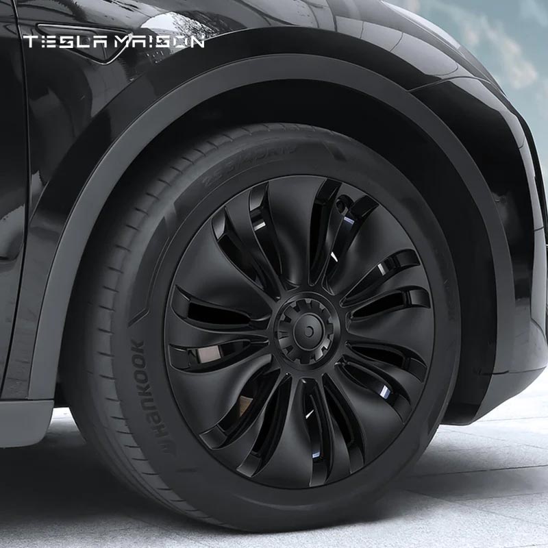 Tesla Model Y Full Coverage Wheel Hub Caps - 19" inch (4 Pcs) - Style 1 Matte Black ----Tesla Maison
