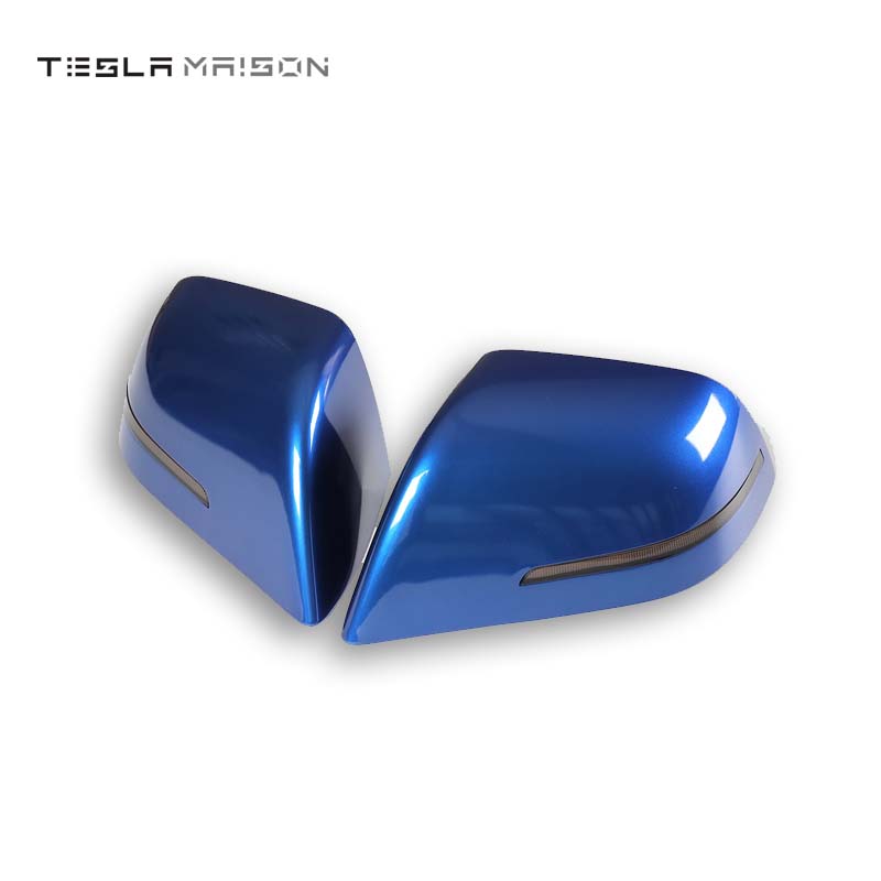 Tesla Model Y Mirror Cover With LED Turn Signal Rear View Mirror Cover -Blue---Tesla Maison