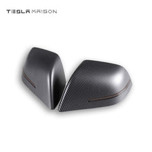 Load image into Gallery viewer, Tesla Model Y Mirror Cover With LED Turn Signal Rear View Mirror Cover -Matte Carbon Fiber---Tesla Maison