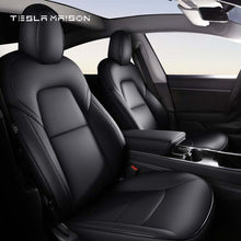 Load image into Gallery viewer, Tesla Model Y Multi-Color Nappa Leather Seat Cover -Black-5 Seats cover-For Model Y|Full Surround-Tesla Maison