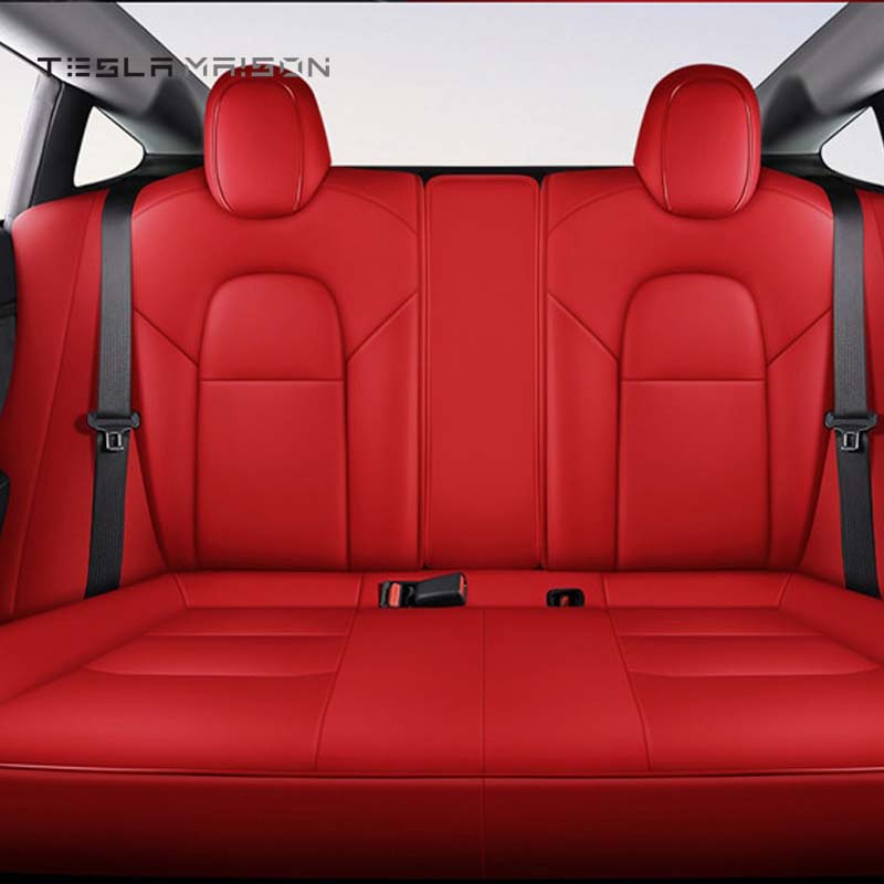 Tesla Model Y Multi-Color Nappa Leather Seat Cover -Red-5 Seats cover-For Model Y|Full Surround-Tesla Maison
