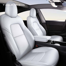 Load image into Gallery viewer, Tesla Model Y Multi-Color Nappa Leather Seat Cover -White-5 Seats cover-For Model Y|Full Surround-Tesla Maison