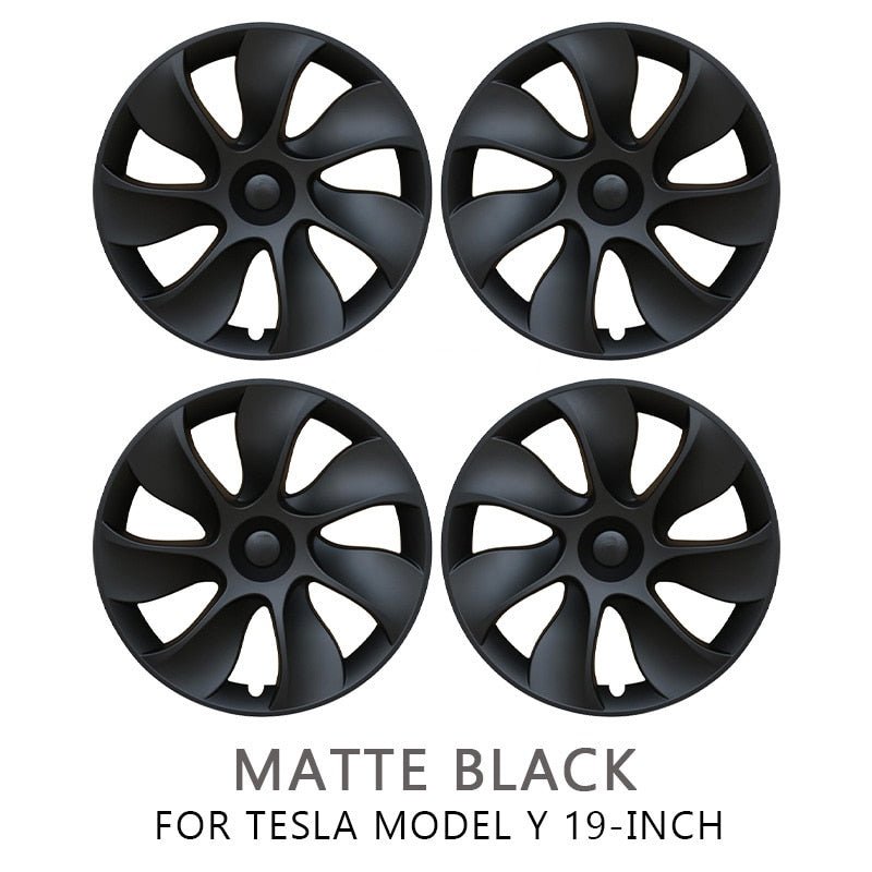 Tesla Model Y Wheel Cover Trim Hub Caps - 19" inch (4 Pcs) - Style 2 Matte Black ----Tesla Maison