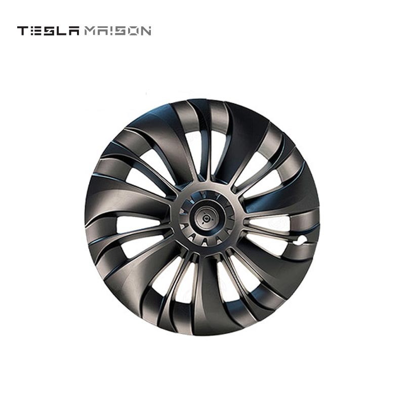 Tesla Model Y Wheel Trim Hub Caps - 19" inch (4 Pcs) - Style 6 With Logo Gun Grey ----Tesla Maison