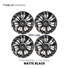 Load image into Gallery viewer, Tesla Model Y Wheel Trim Hub Caps - 19&quot; inch (4 Pcs) - Style 6 With Logo Matte Black ----Tesla Maison