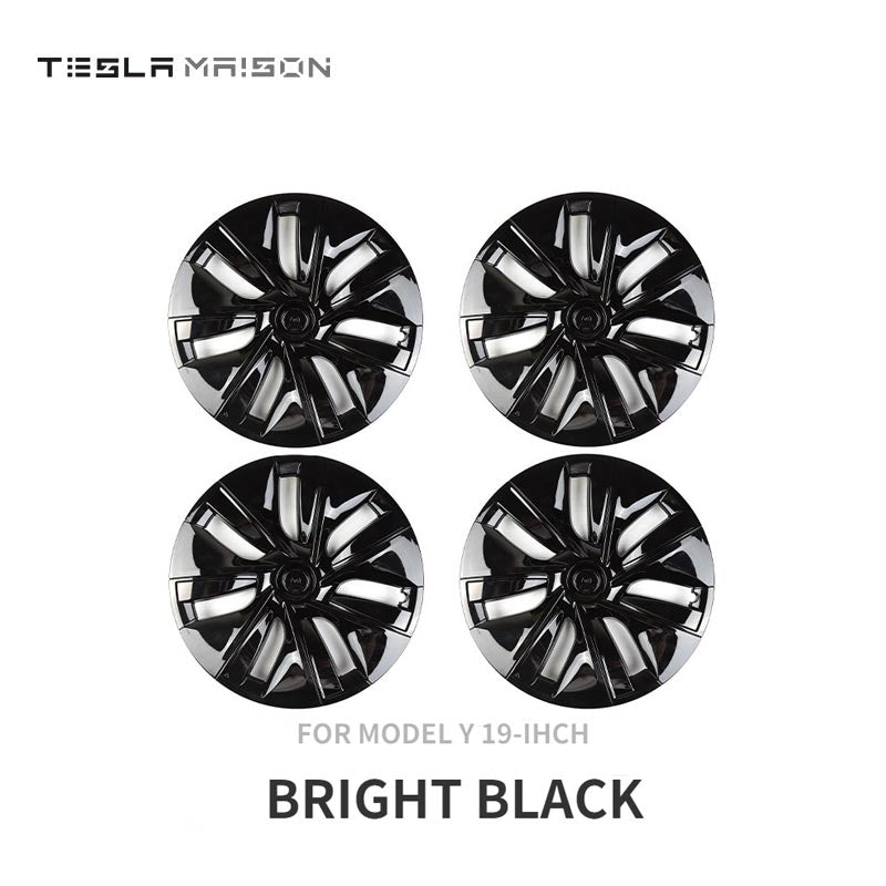 Tesla Model Y Wheel Trim Hub Caps - 19" inch (4 Pcs) - Style 7 Gloss Black ----Tesla Maison