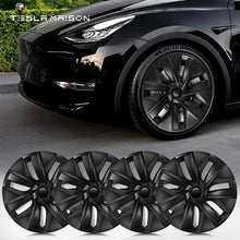 Load image into Gallery viewer, Tesla Model Y Wheel Trim Hub Caps - 19&quot; inch (4 Pcs) - Style 7 Gloss Black ----Tesla Maison