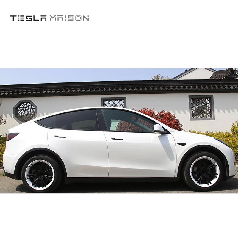 Tesla Model Y Wheel Trim HubCaps - 19" inch (4 Pcs) - Style 3 With Logo Black White ----Tesla Maison