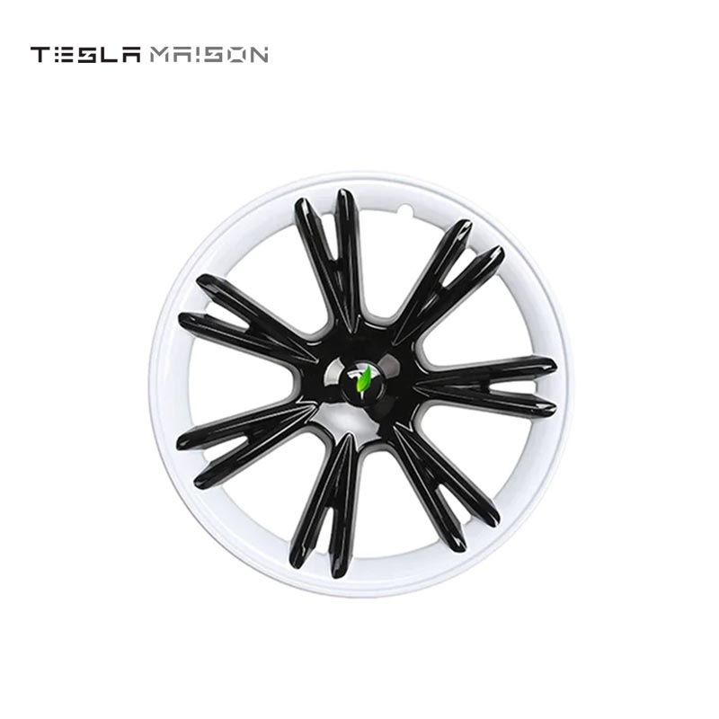 Tesla Model Y Wheel Trim HubCaps - 19" inch (4 Pcs) - Style 3 With Logo Black White ----Tesla Maison